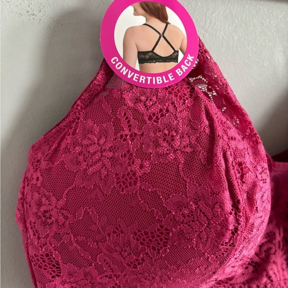 NWT Bali women's Lace Desire Convertible Wire-Free Bra XL, Signature Berry - Picture 4 of 6